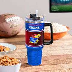 40oz Stainless Steel Canyon Cup w/ Straw, University of Kansas