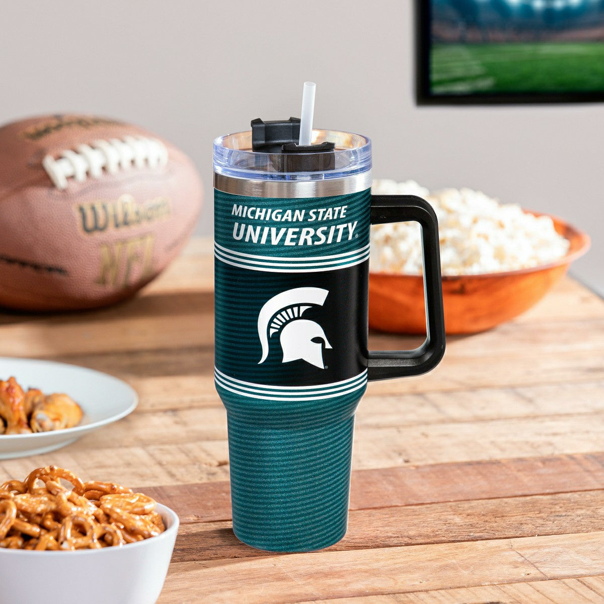 40oz Stainless Steel Canyon Cup w/ Straw, Michigan State University
