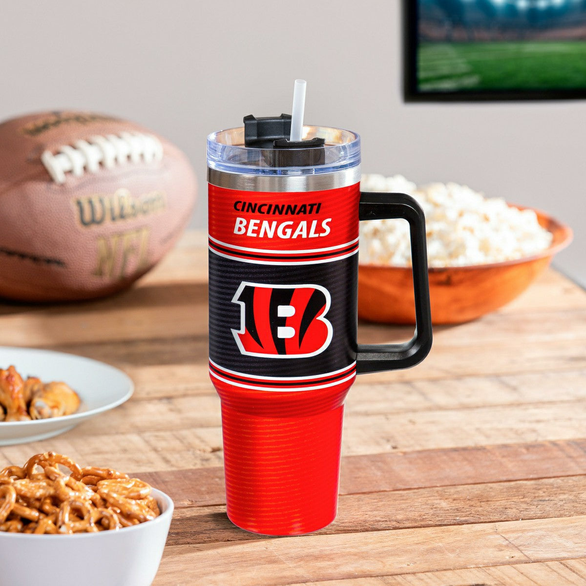 40oz Stainless Steel Canyon Cup w/ Straw, Cincinnati Bengals