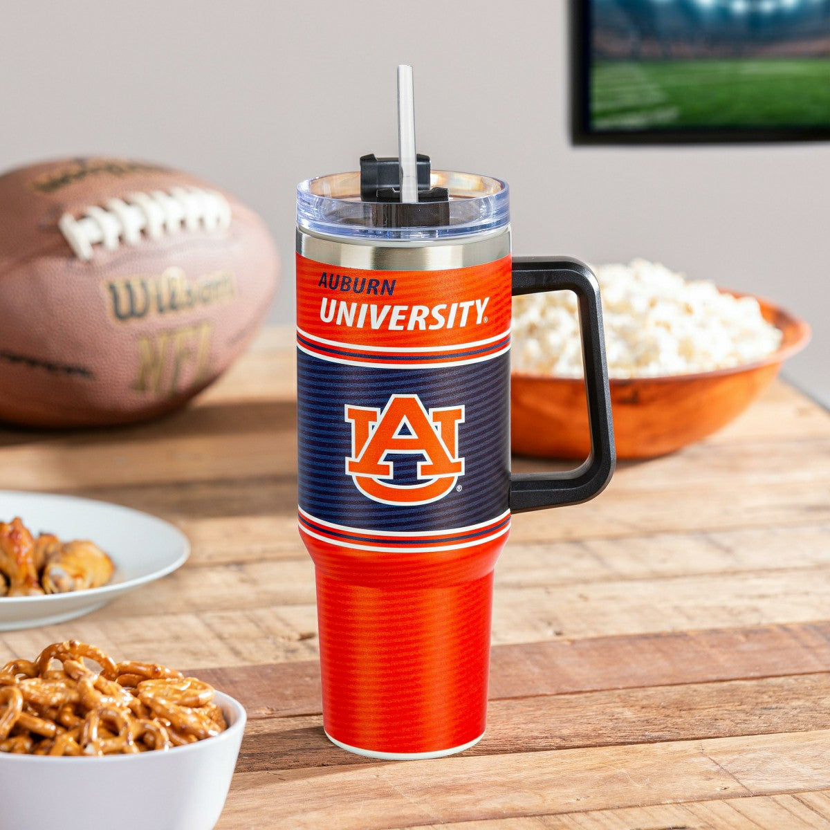 40oz Stainless Steel Canyon Cup w/ Straw, Auburn University