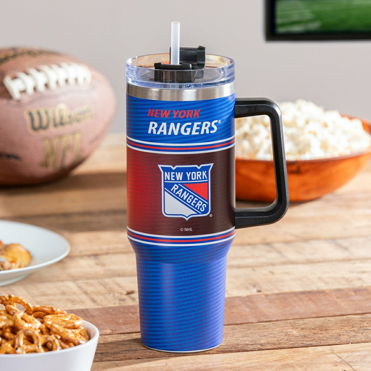 40oz Stainless Steel Canyon Cup w/ Straw, New York Rangers