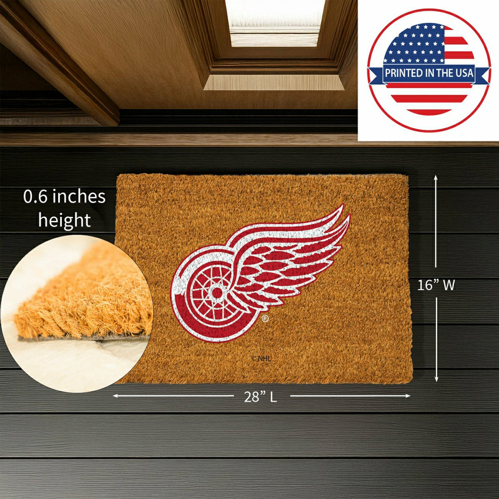 Coir Mat, 16"x28", Detroit Red Wings