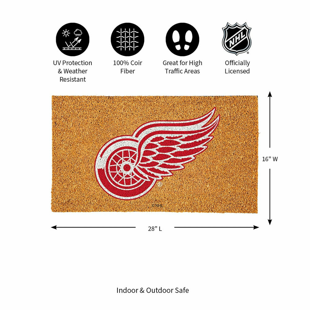 Coir Mat, 16"x28", Detroit Red Wings