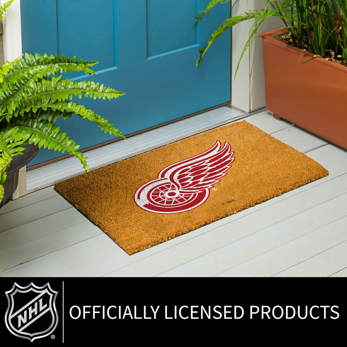 Coir Mat, 16"x28", Detroit Red Wings