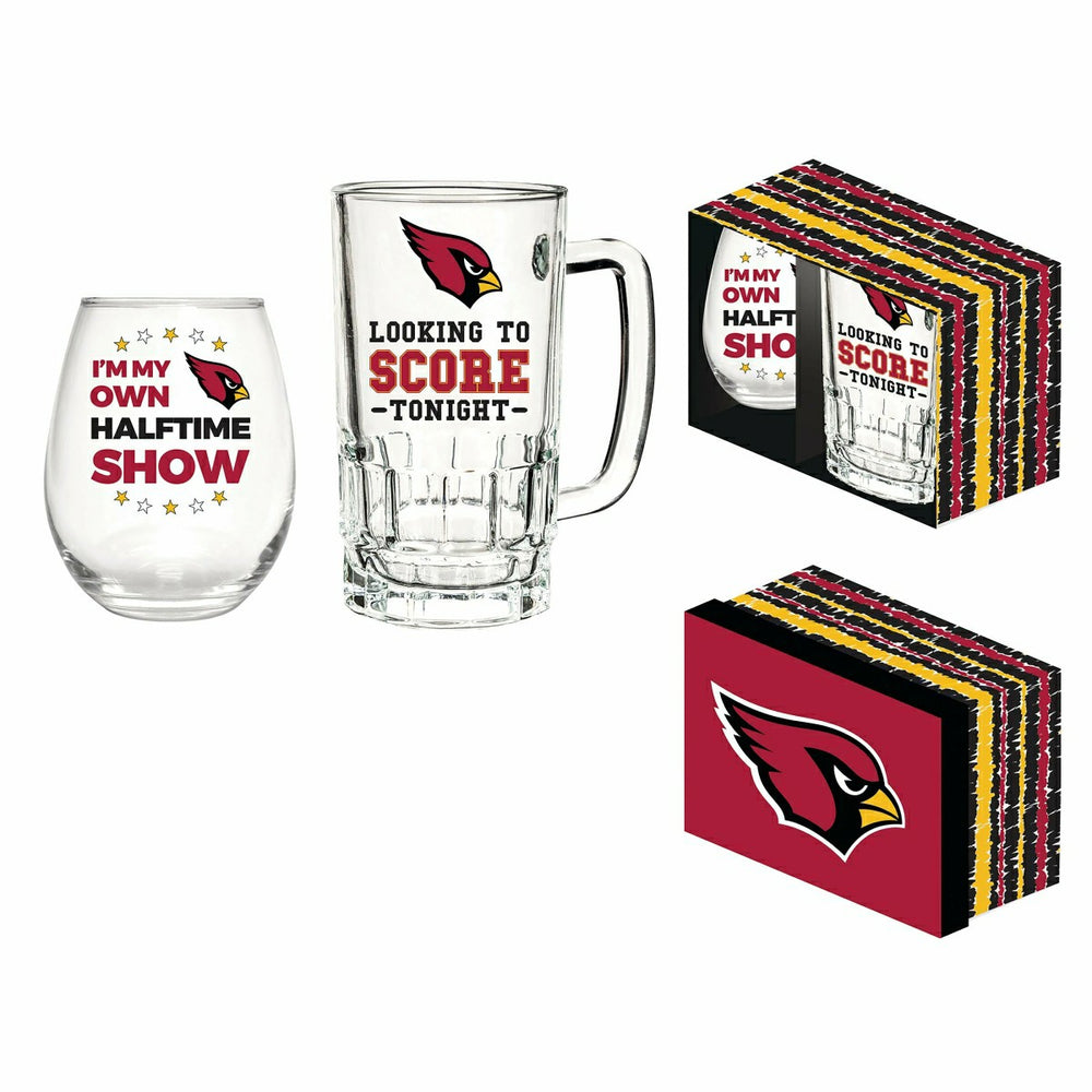 Arizona Cardinals, Stemless 17OZ Wine & Beer 16 OZ Gift Set