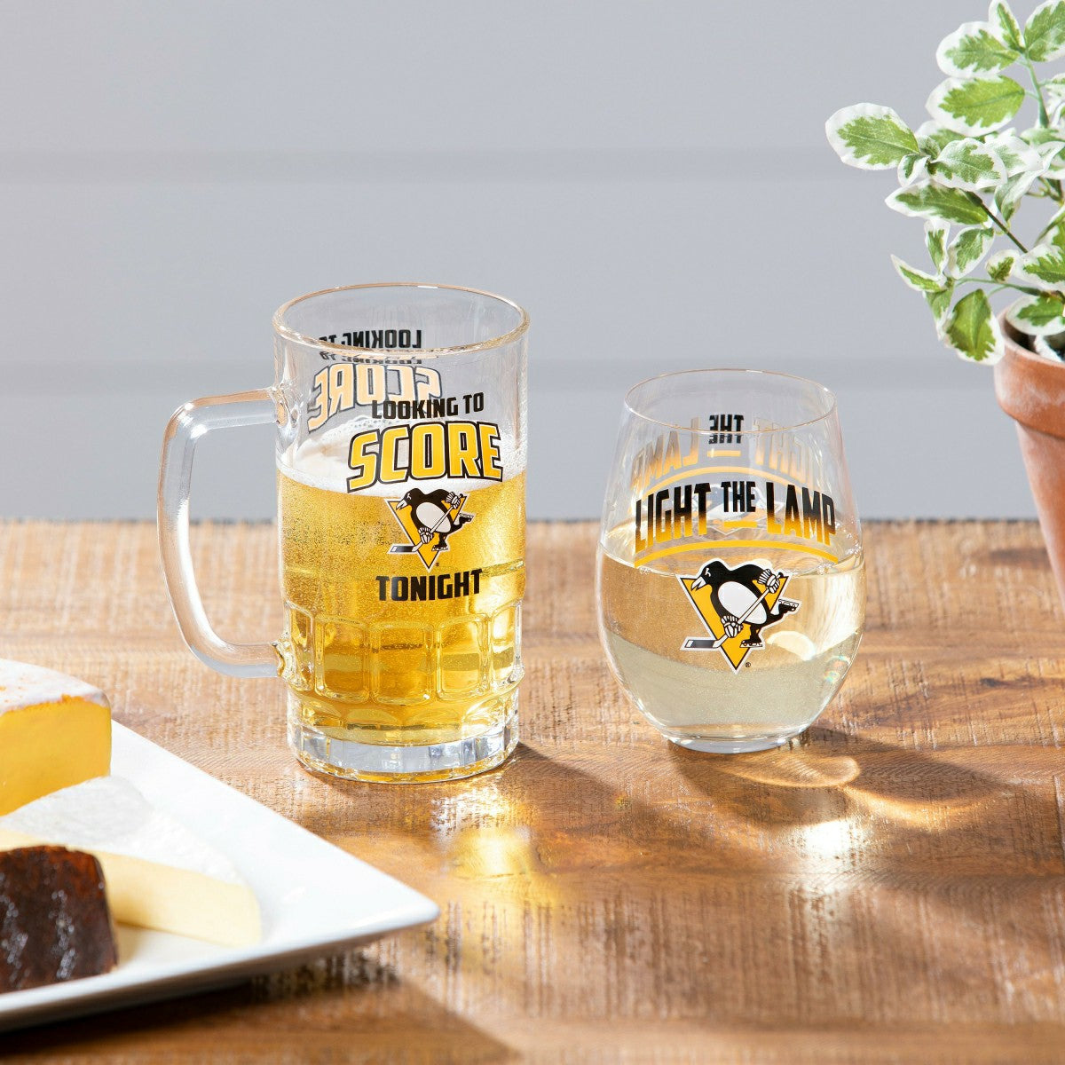 Stemless 17OZ Glass & Tankard 16OZ Gift Set, Pittsburgh Penguins