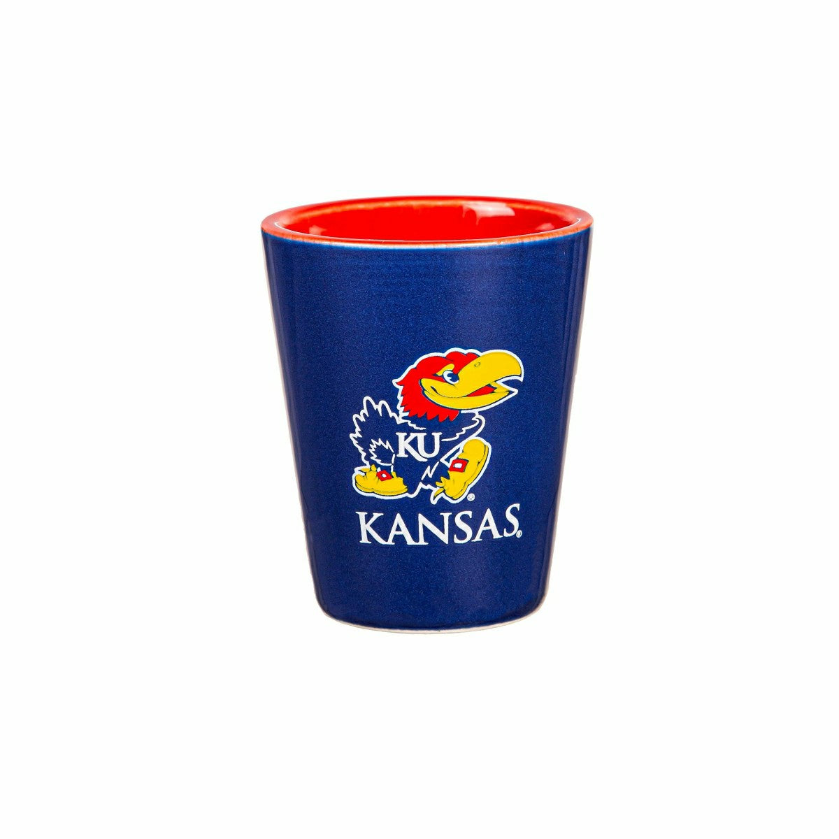 University of Kansas 4-Piece Ceramic and Glass 2oz. Shot Glass Set