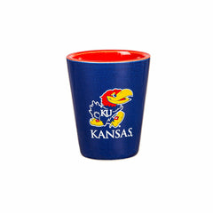 University of Kansas 4-Piece Ceramic and Glass 2oz. Shot Glass Set