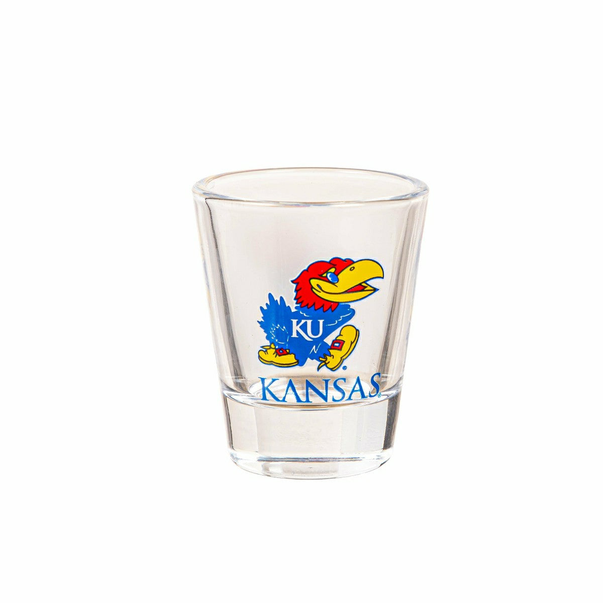 University of Kansas 4-Piece Ceramic and Glass 2oz. Shot Glass Set