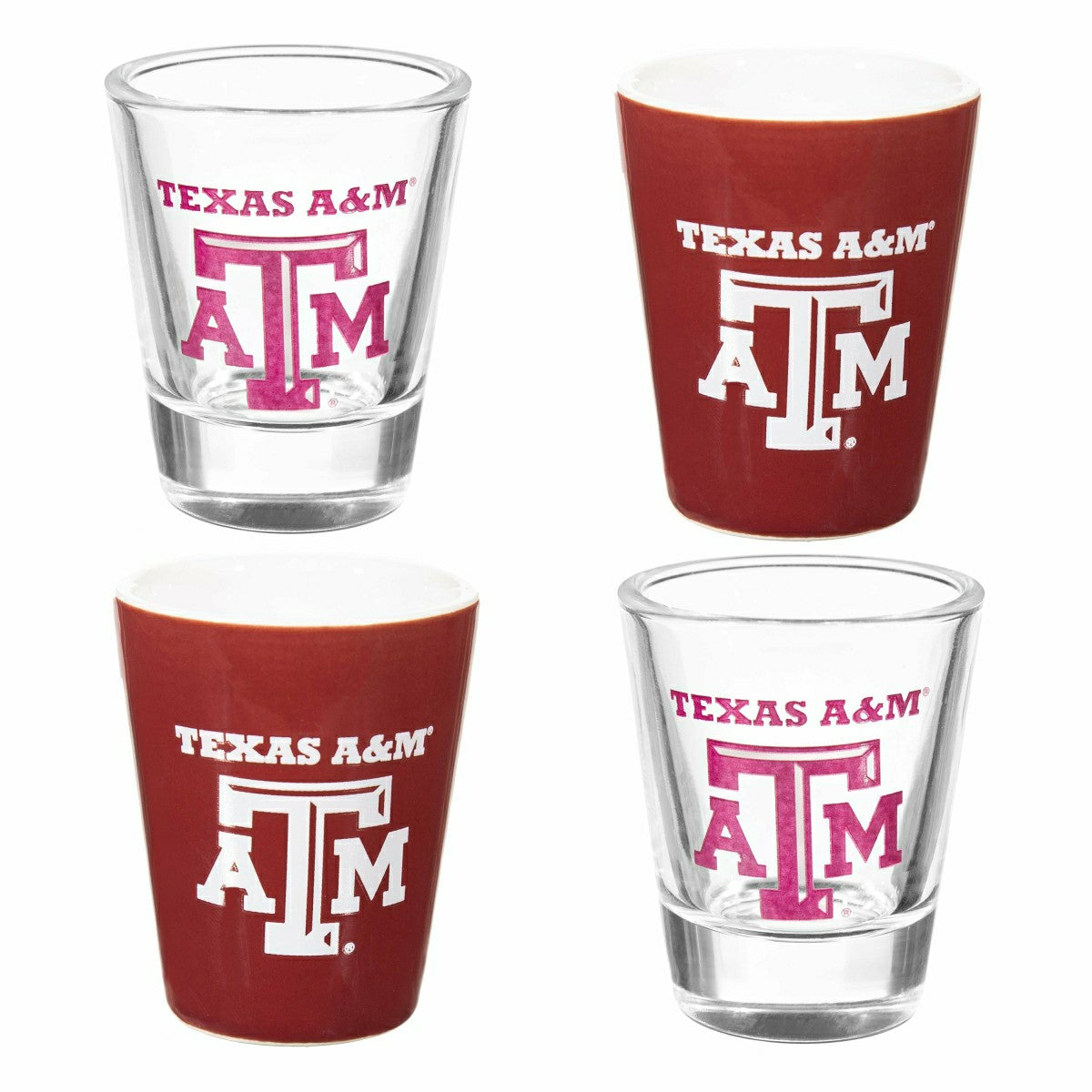 Texas A&M 4-Piece Ceramic and Glass 2oz. Shot Glass Set