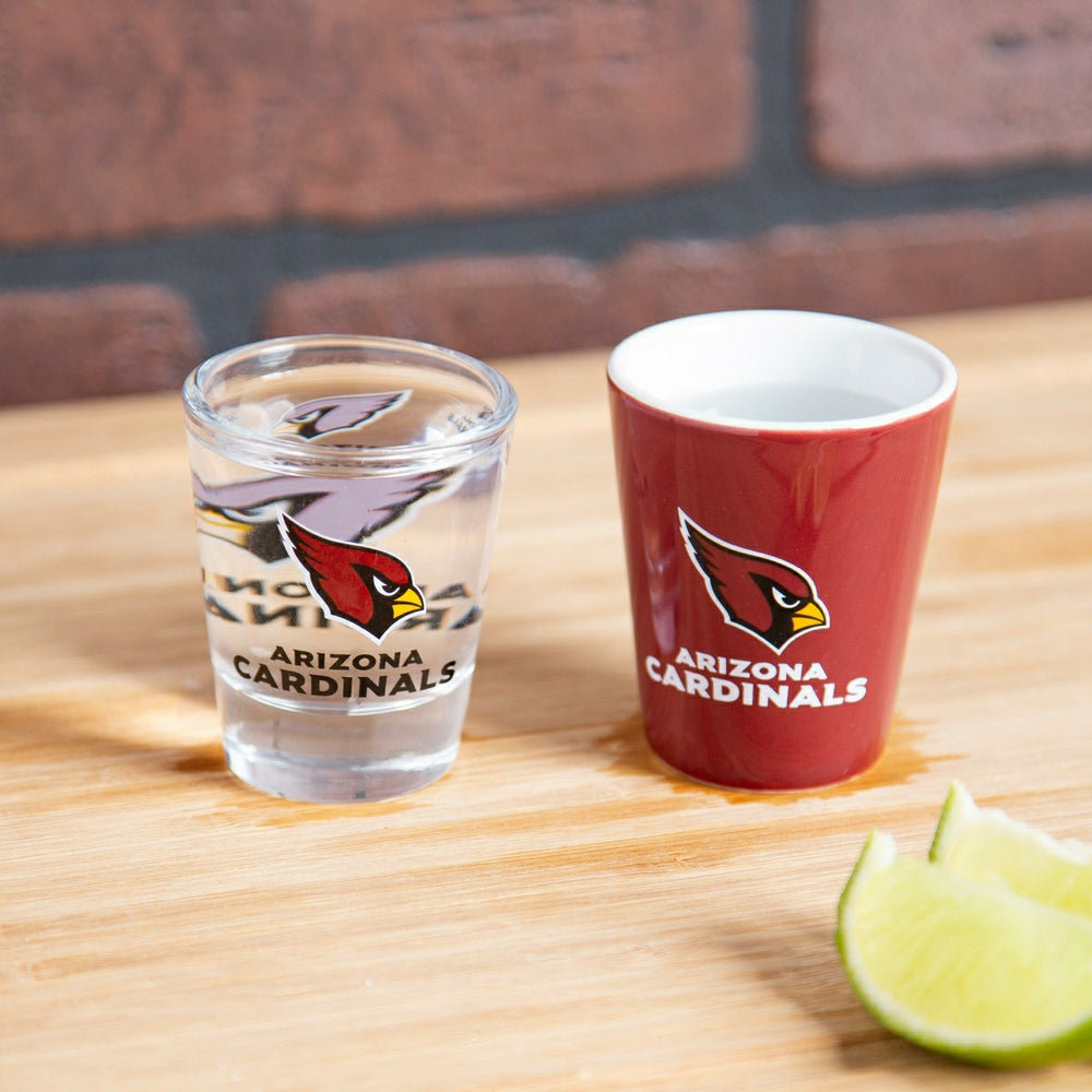 Arizona Cardinals 4-Piece Ceramic and Glass 2oz. Shot Glass Set