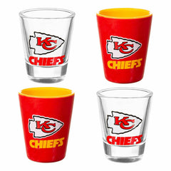 Kansas City Chiefs 4-Piece Ceramic and Glass 2oz. Shot Glass Set