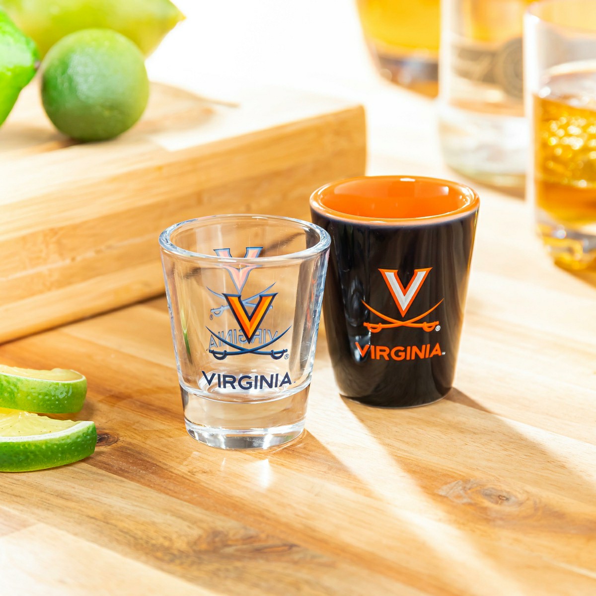 University of Virginia 4-Piece Ceramic and Glass 2oz. Shot Glass Set