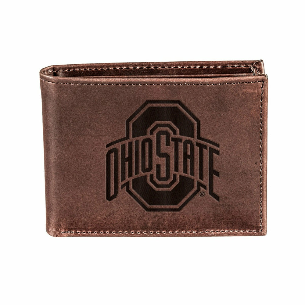 Ohio State, Bi-Fold Wallet, Brown, CH, 100% Genuine Leather