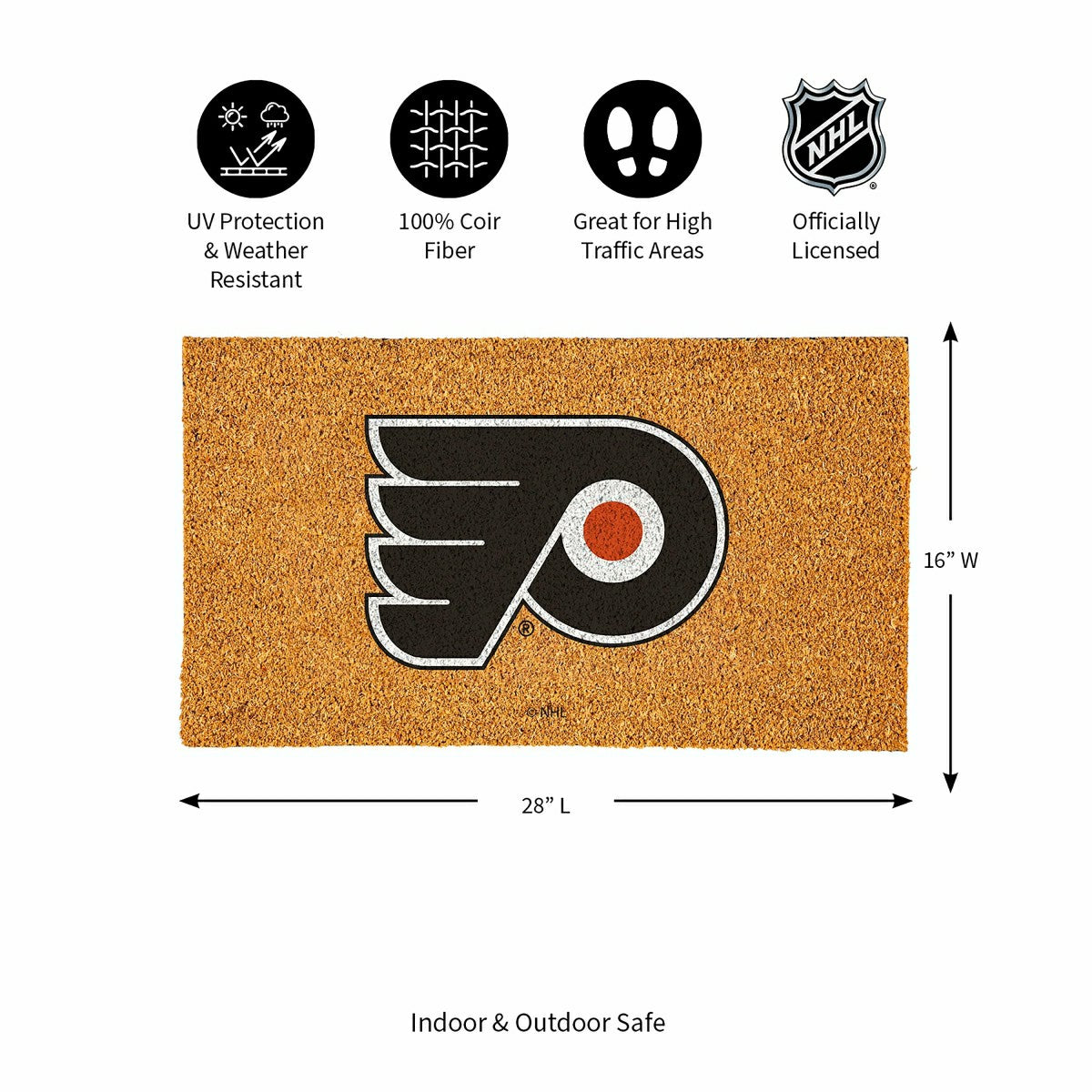Coir Mat, 16"x28", Philadelphia Flyers