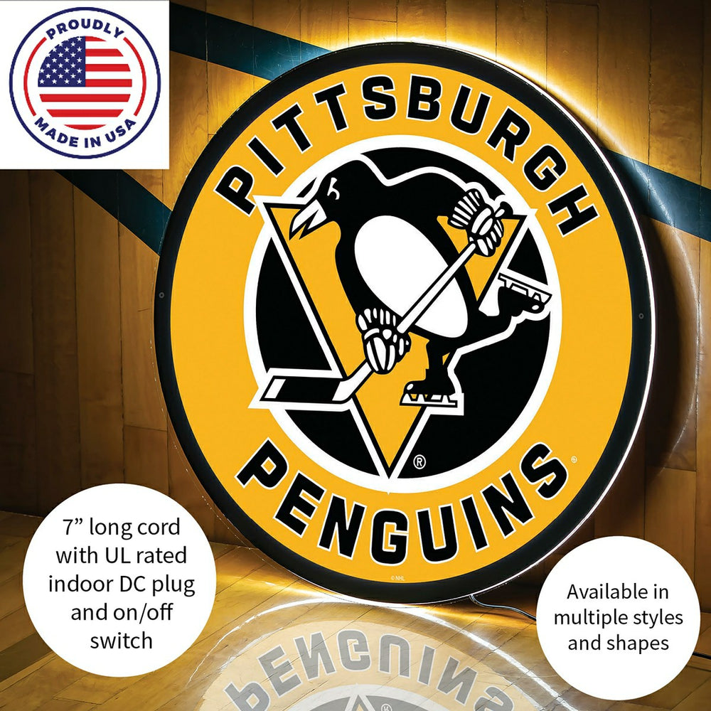 LED Wall Decor, Round, Pittsburgh Penguins