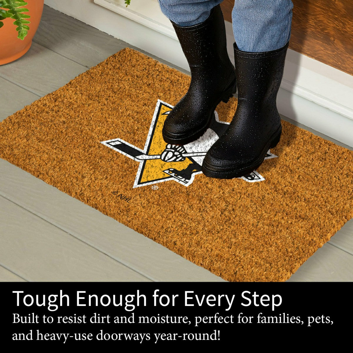 Coir Mat, 16"x28", Pittsburgh Penguins