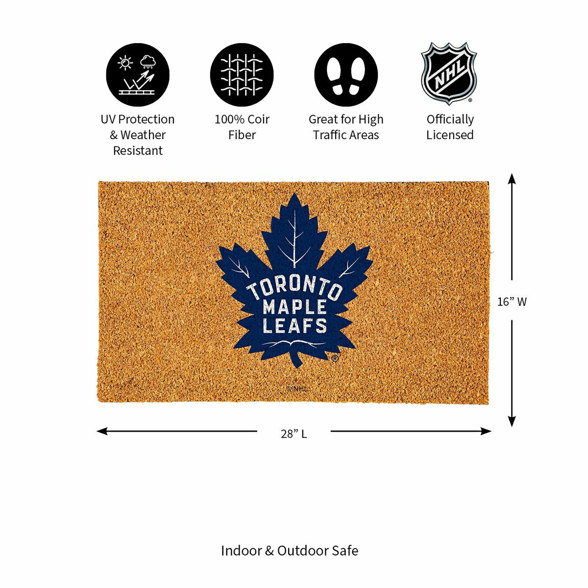 Coir Mat, 16"x28", Toronto Maple Leafs