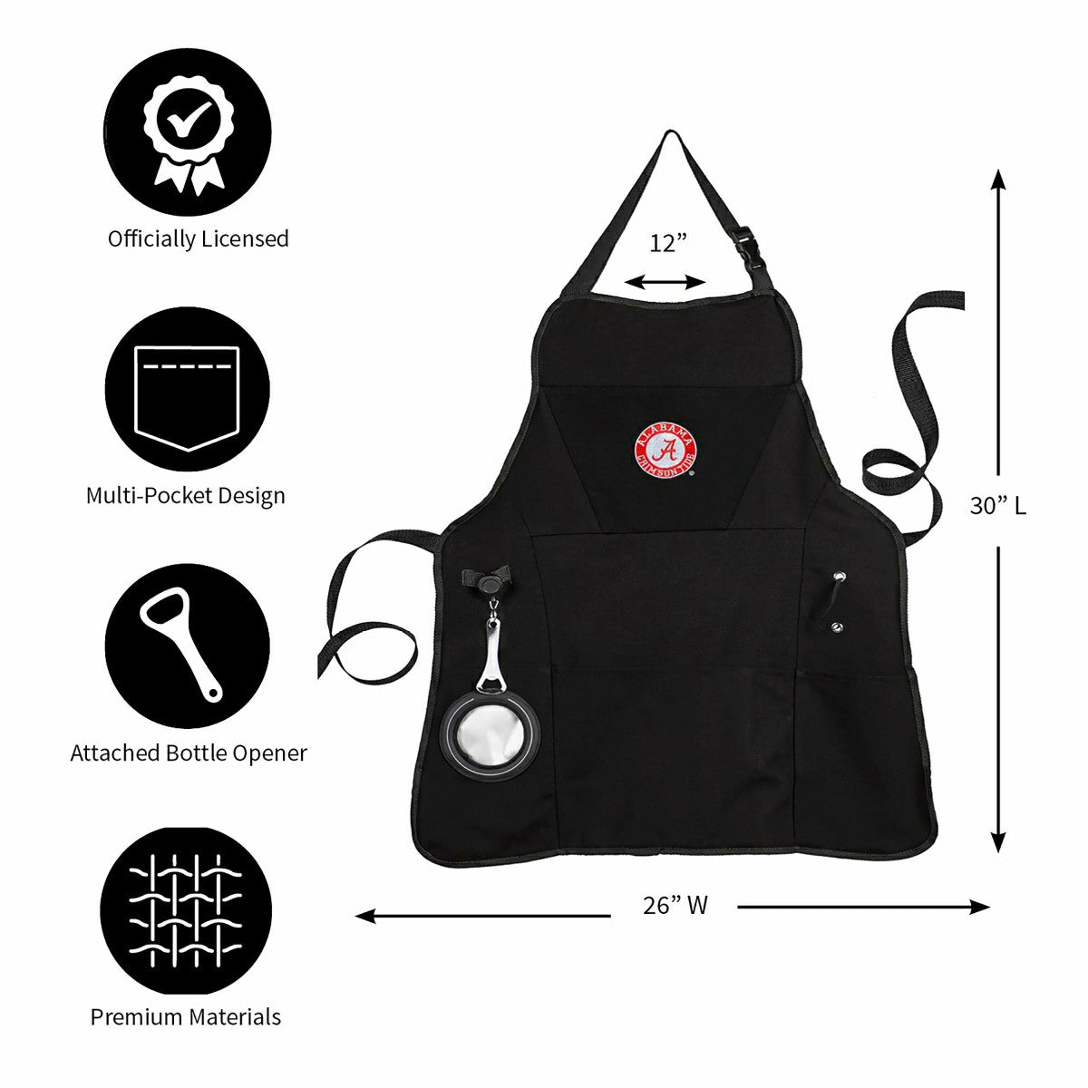 Grill Apron, Black, University of Alabama