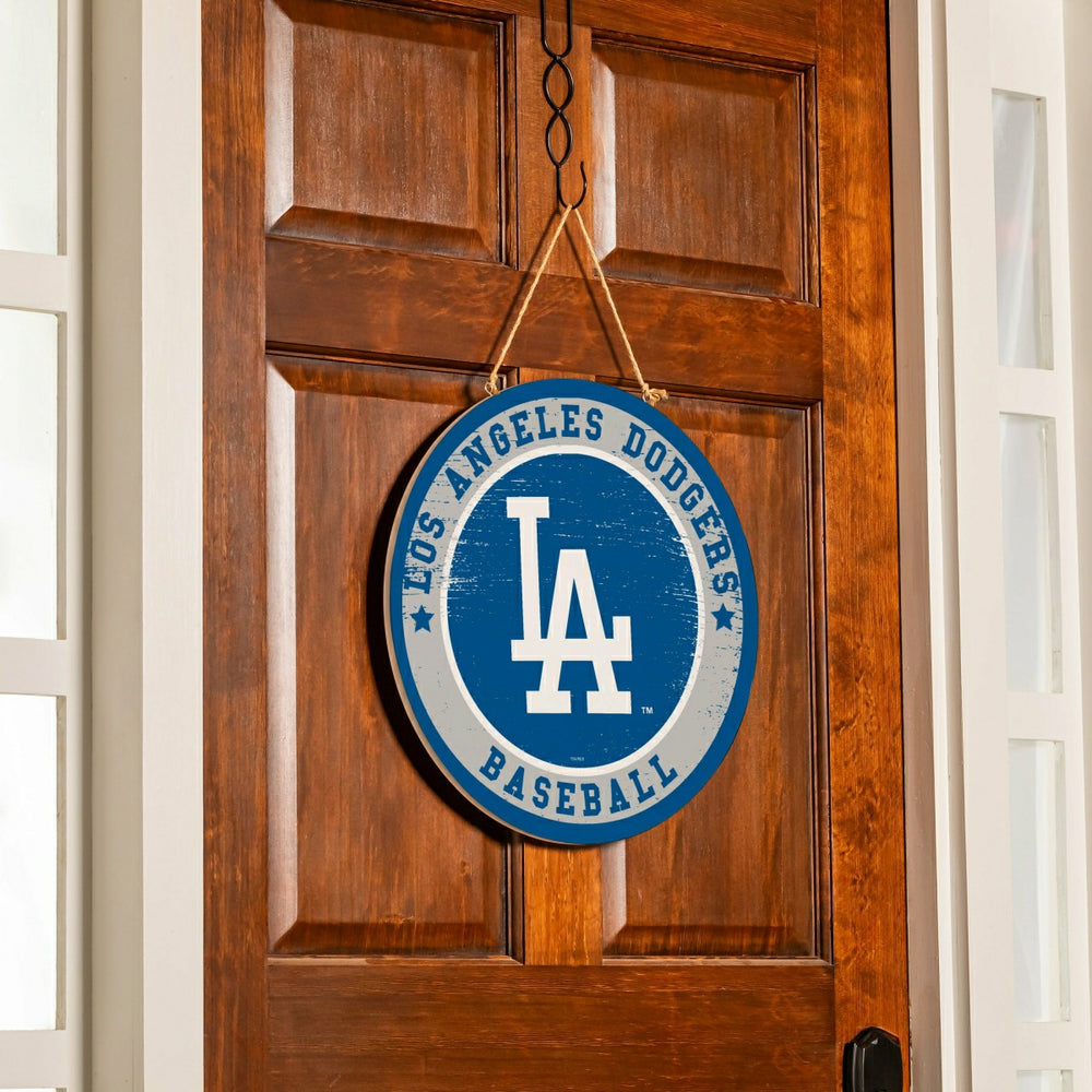 Los Angeles Dodgers Round Door Décor with Hanging Rope, 18x18