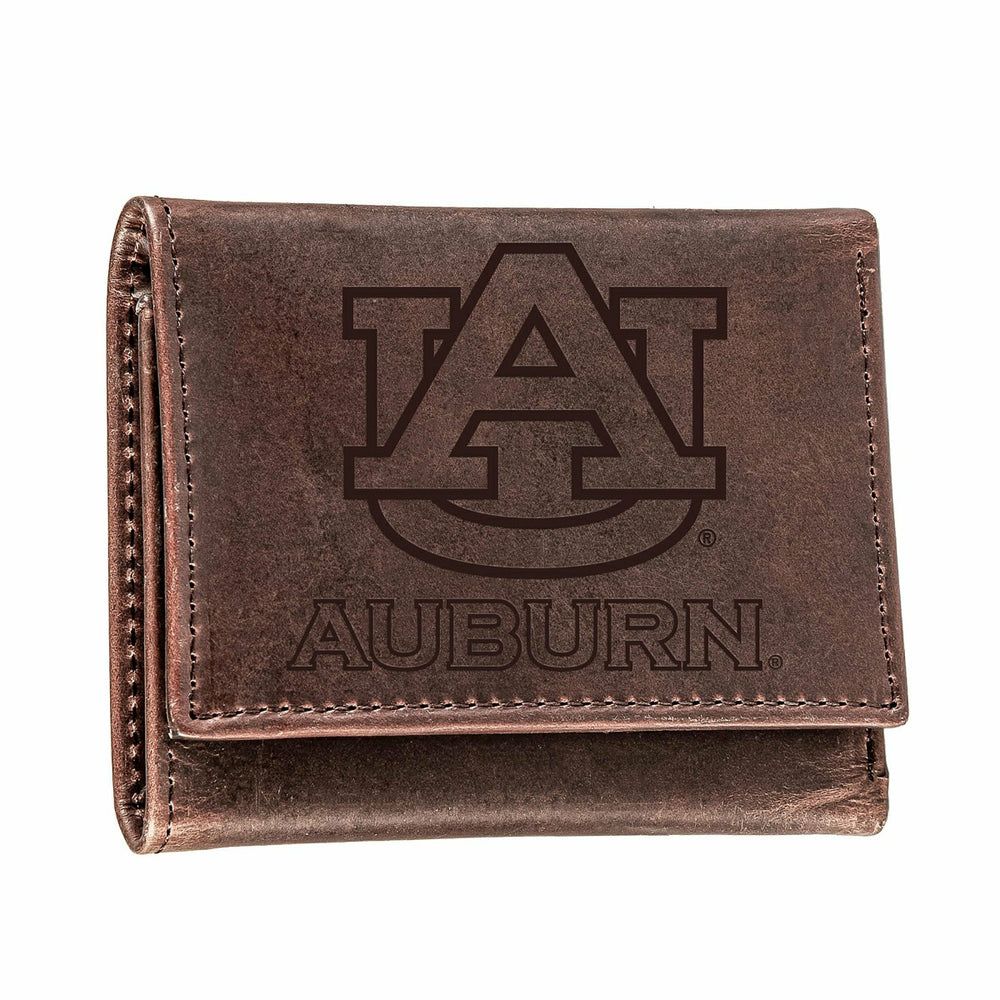 Auburn University, Tri-Fold Wallet, Brown, CH, 100% Genuine Leather