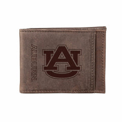 Front Pocket Wallet w/ RFID Blocking, Auburn University, Brown
