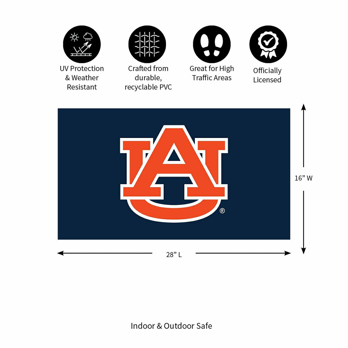 Full Color PVC Mat, 16" x 28", Auburn University