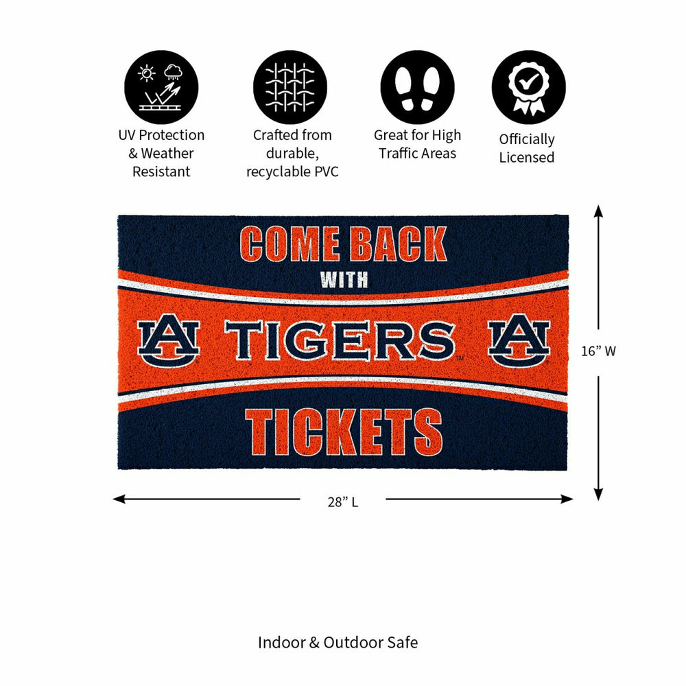 28" x 16" PVC Trapper Mat, Come Back with Tickets, Auburn University