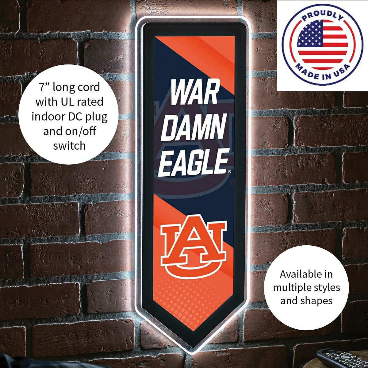 LED Wall Decor, Pennant, Auburn University