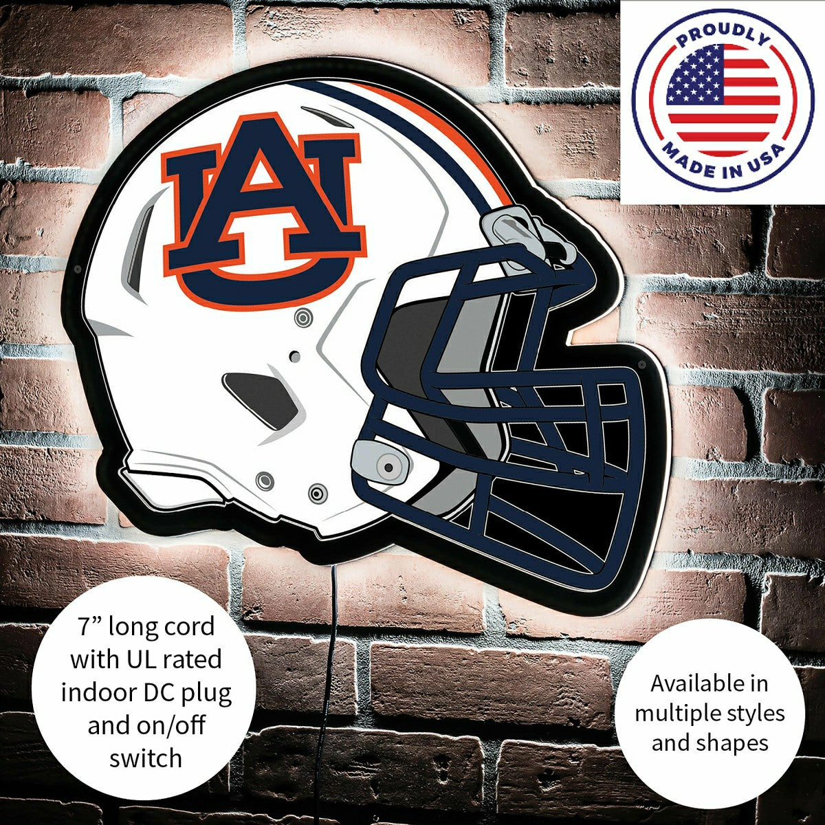 LED Wall Decor, Helmet, Auburn University