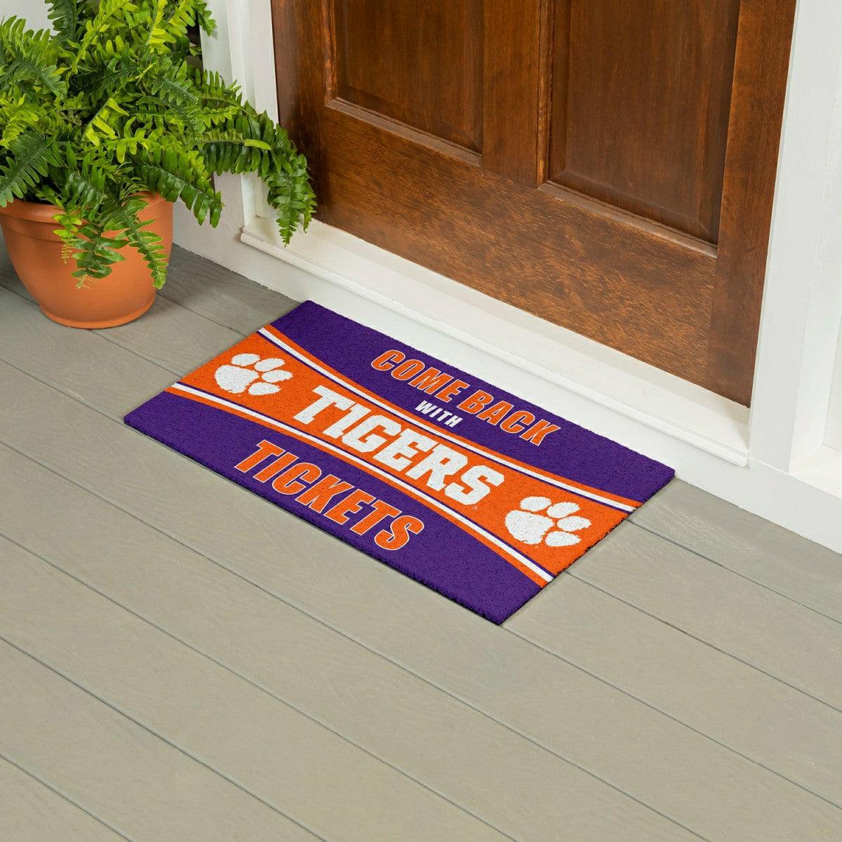 28" x 16" PVC Trapper Mat, Come Back with Tickets, Clemson University