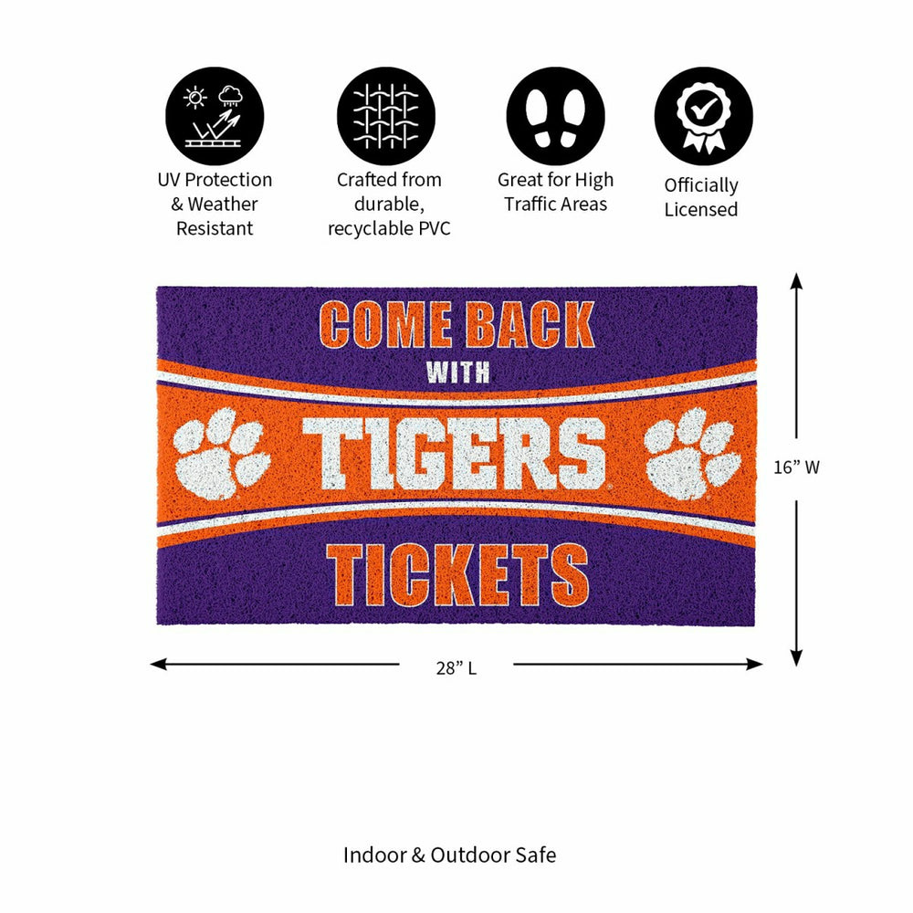 28" x 16" PVC Trapper Mat, Come Back with Tickets, Clemson University