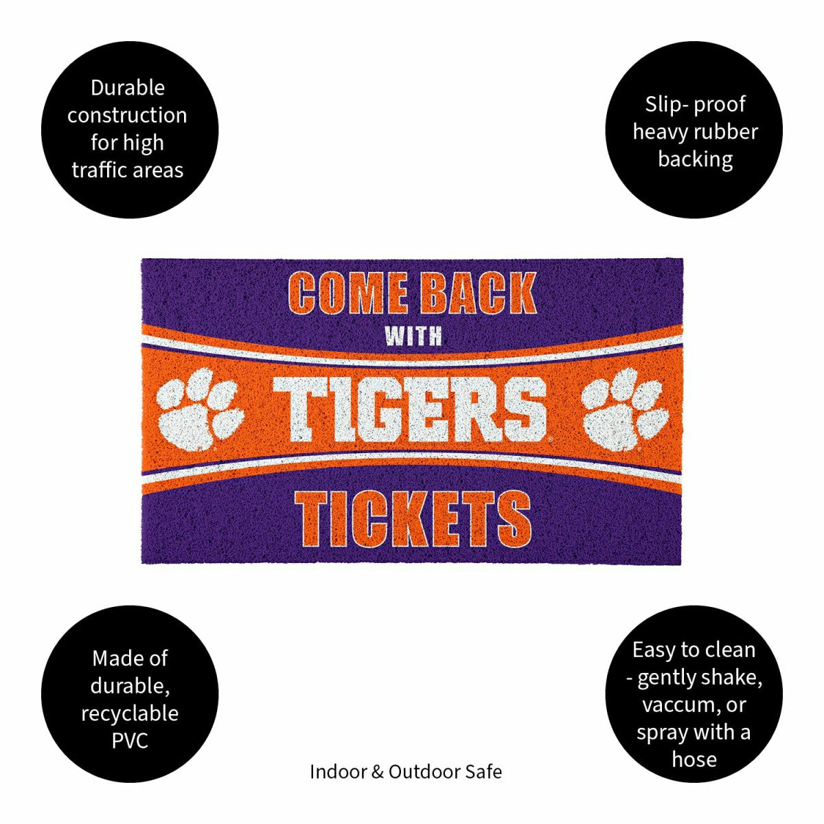 28" x 16" PVC Trapper Mat, Come Back with Tickets, Clemson University