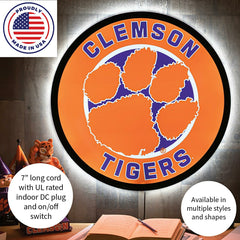 LED Wall Decor, Round, Clemson University