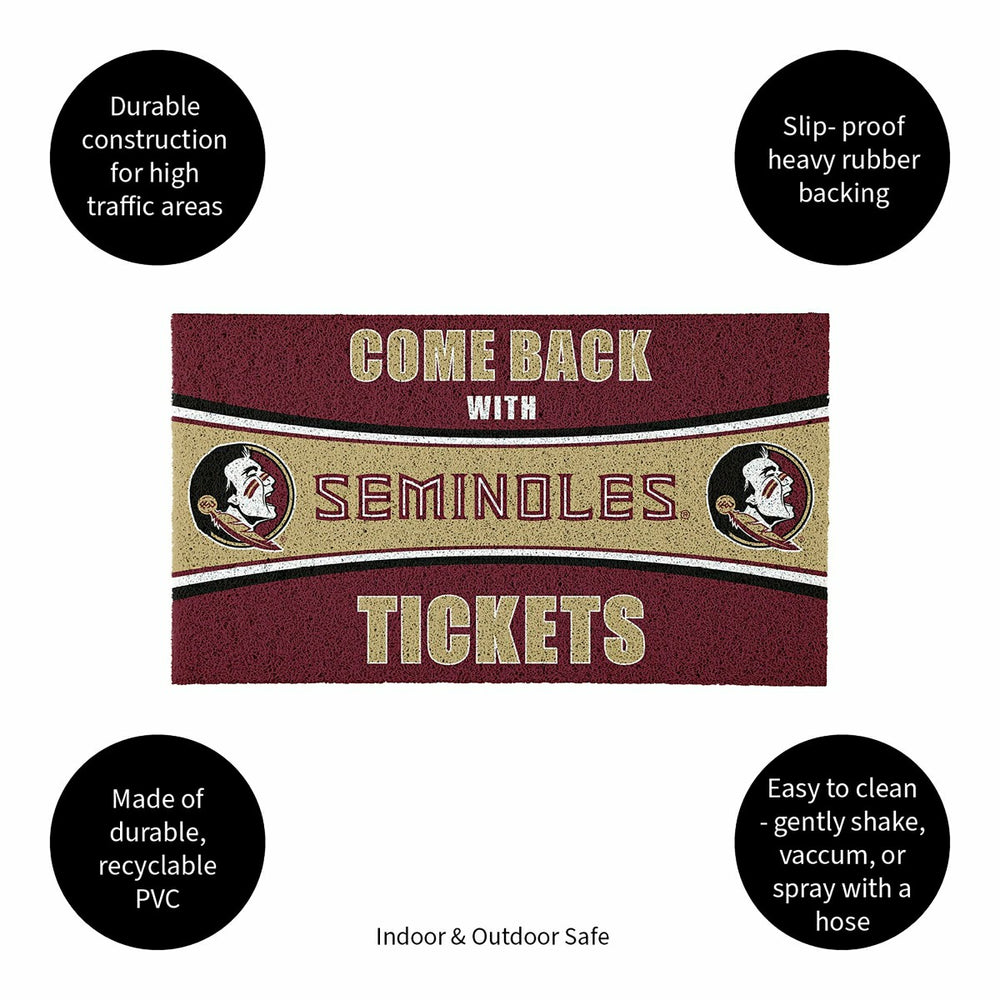 28" x 16" PVC Trapper Mat, Come Back with Tickets, Florida State Unive