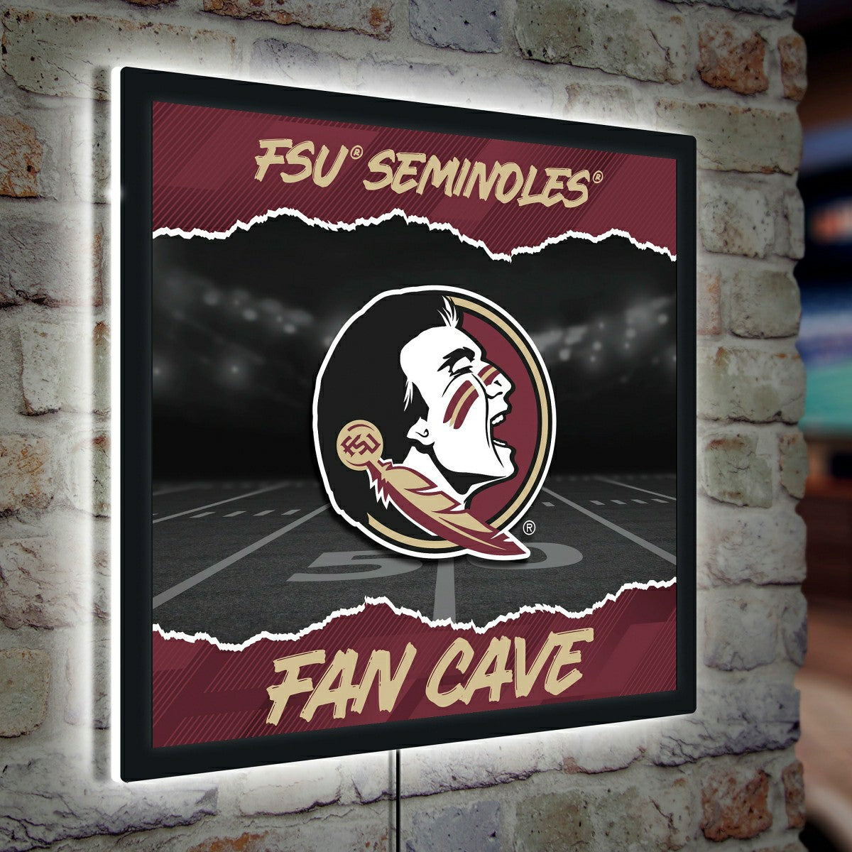 Florida State University 23"H x 23"L LED Wall Decor, Edgelite, Square