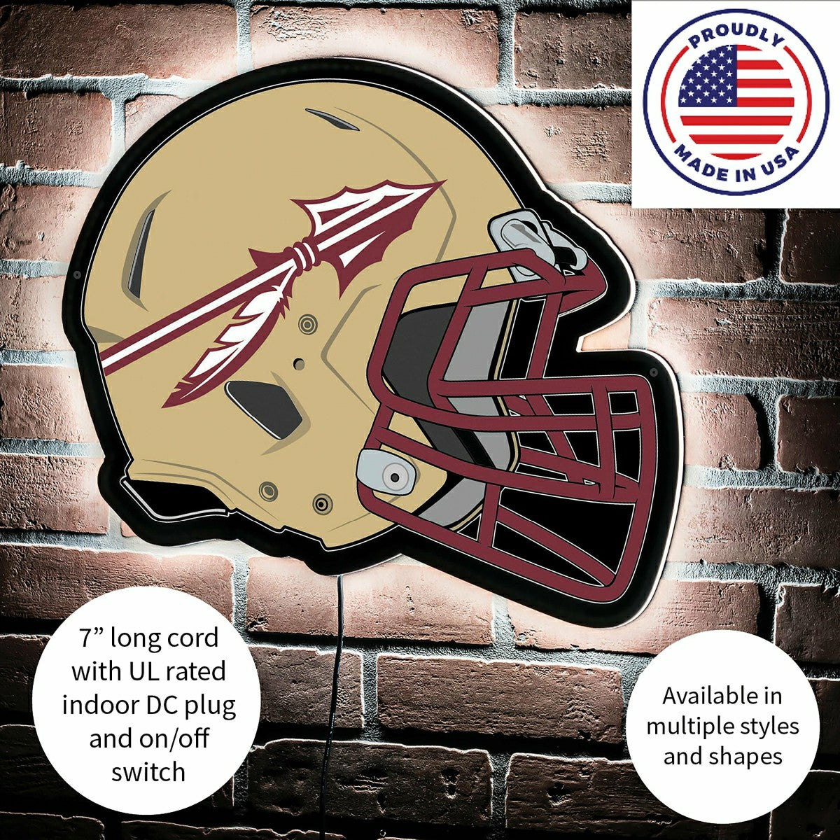 LED Wall Decor, Helmet, Florida State University
