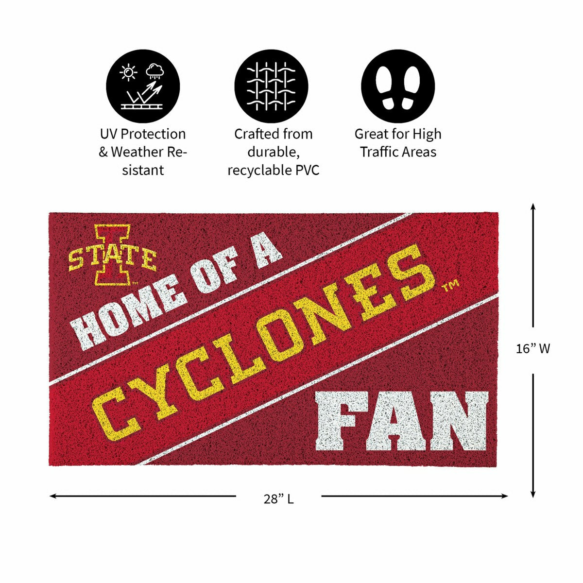 Iowa State University, PVC Mat COLOR, Home of a Fan