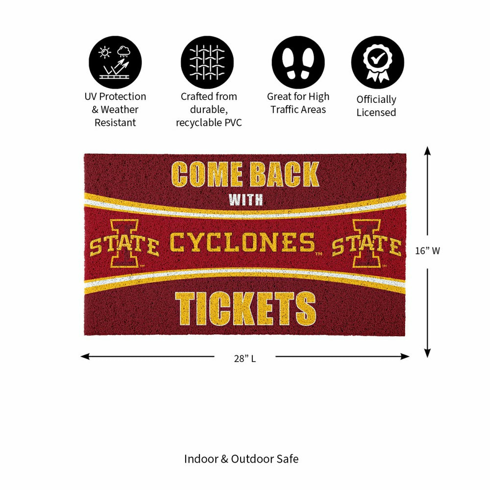 28" x 16" PVC Trapper Mat, Come Back with Tickets, Iowa State Universi