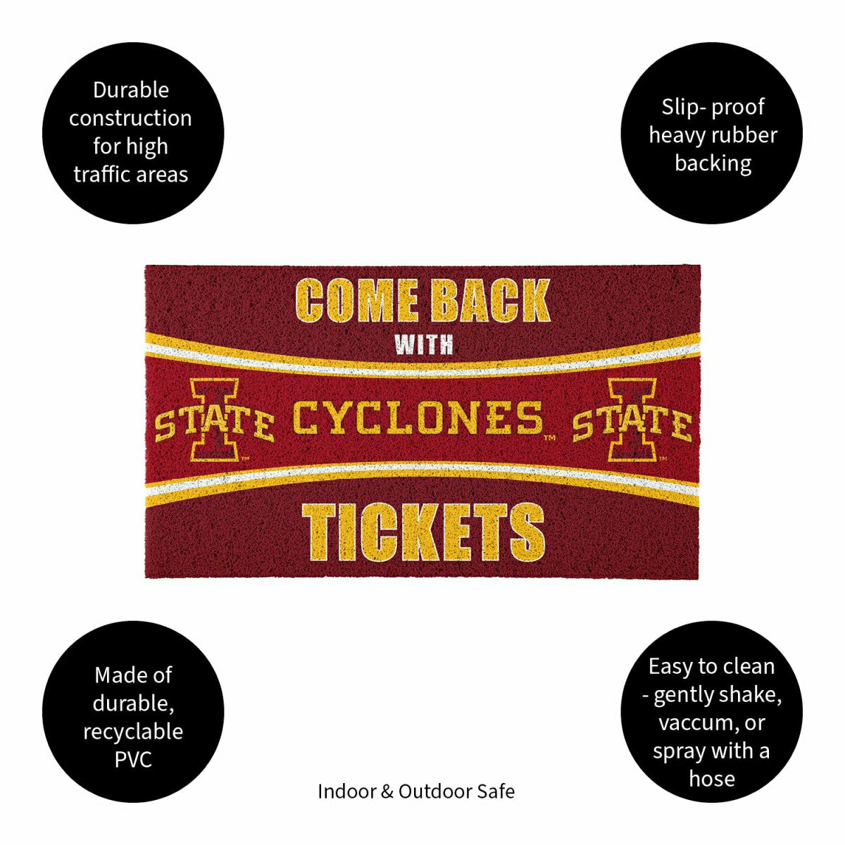 28" x 16" PVC Trapper Mat, Come Back with Tickets, Iowa State Universi