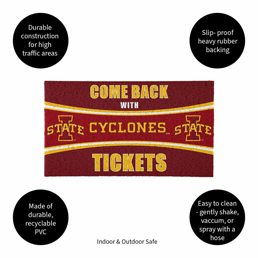 28" x 16" PVC Trapper Mat, Come Back with Tickets, Iowa State Universi