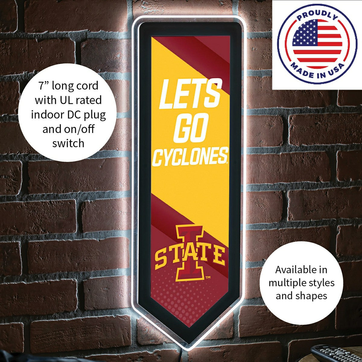LED Wall Decor, Pennant, Iowa State University