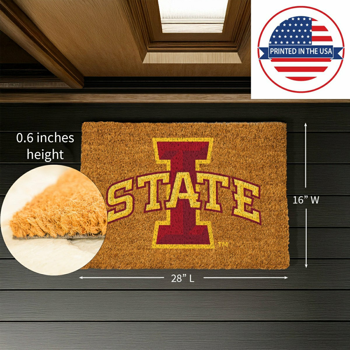 Coir Mat, 16"x28", Iowa State University
