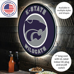 LED Wall Decor, Round, Kansas State University