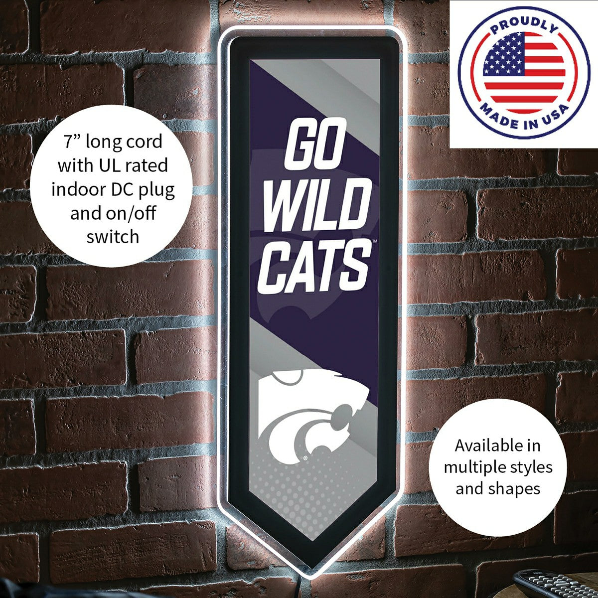 LED Wall Decor, Pennant, Kansas State University