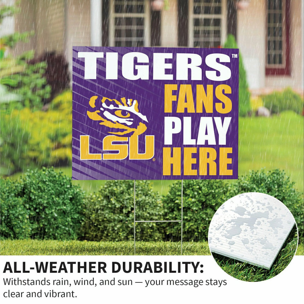 Louisiana State University Coroplast Yard Sign "Fans Play Here"