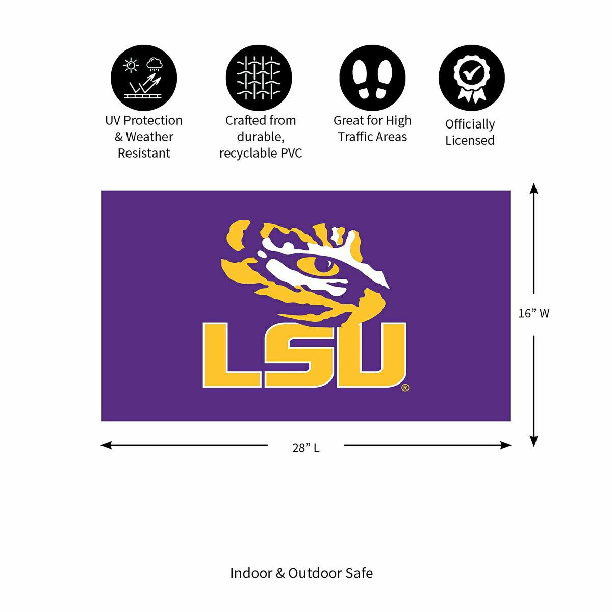 Full Color PVC Mat, 16" x 28", Louisiana State University