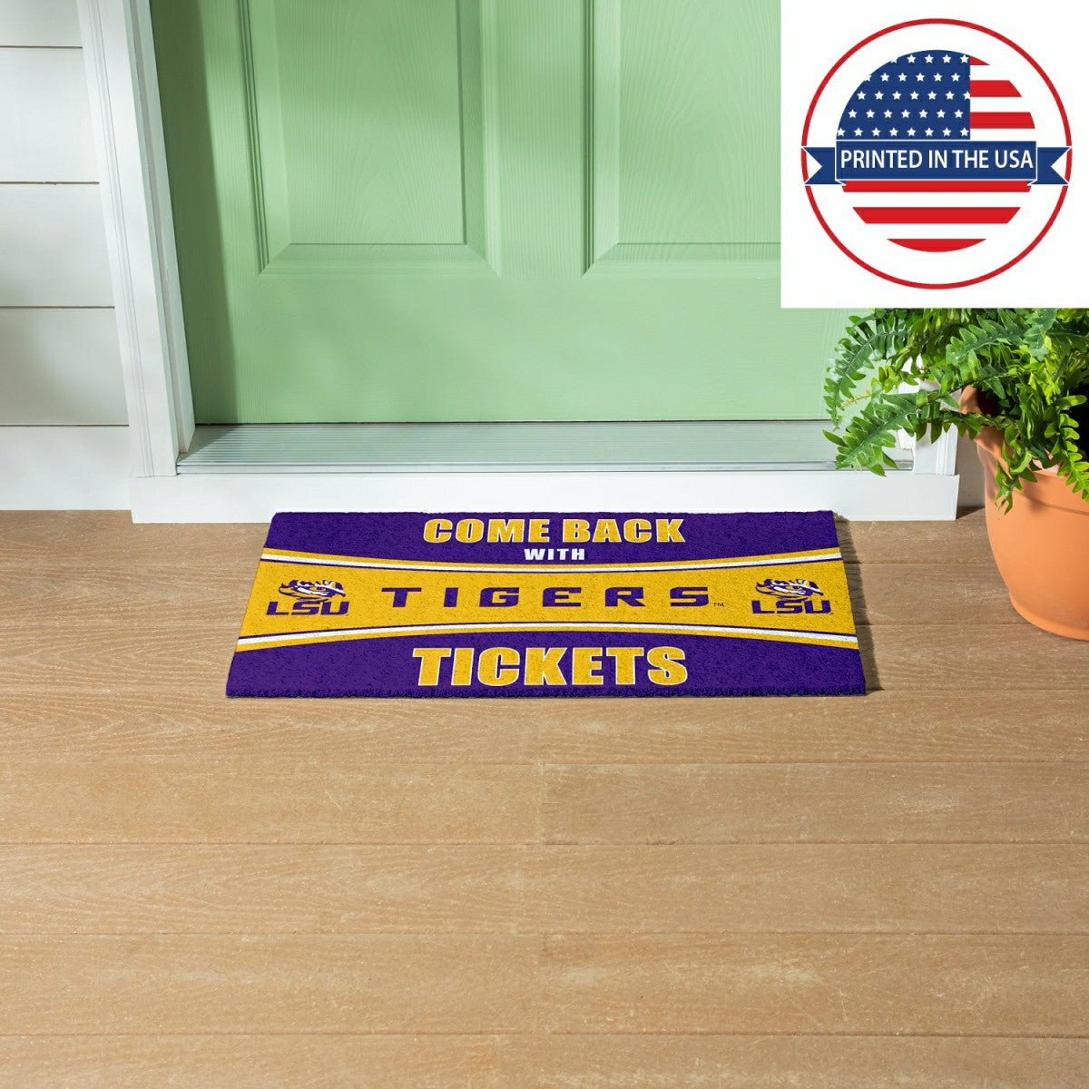 28" x 16" PVC Trapper Mat, Come Back with Tickets, Louisiana State Uni