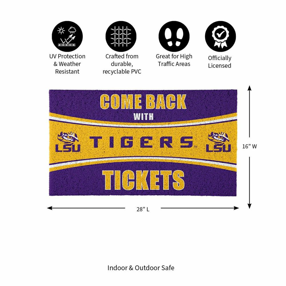 28" x 16" PVC Trapper Mat, Come Back with Tickets, Louisiana State Uni