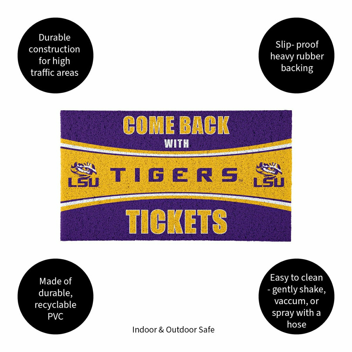 28" x 16" PVC Trapper Mat, Come Back with Tickets, Louisiana State Uni